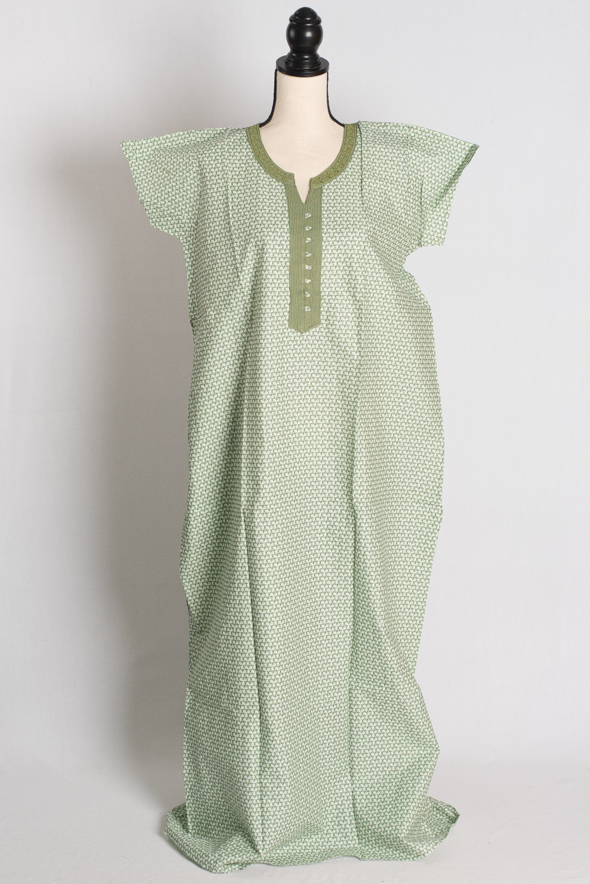 Printed Green Pure Cotton Indian Women Nighty in Regular Size image 1