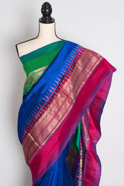 Stuti : Royal Blue Handwoven Pochampally Silk Saree image 5