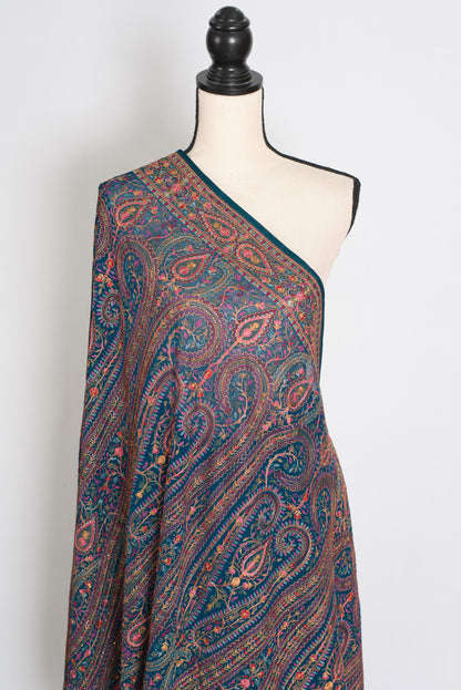 Mira | Cobalt Blue Georgette Saree | All-Over Multicolor Kashmiri Embroidery image 4