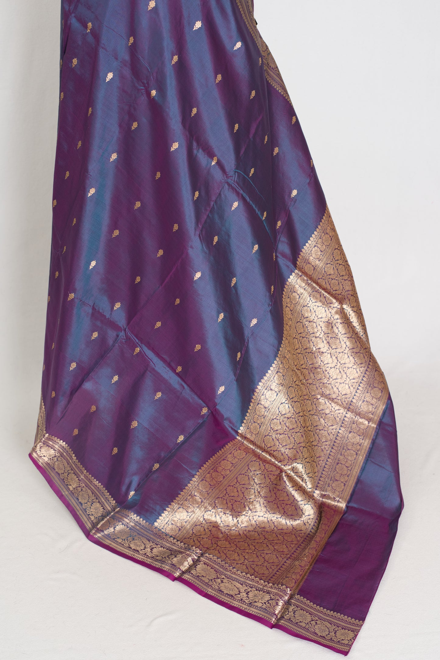Bristi | Dual Shade Purple Pure Katan Silk Banarasi with 38 Size Stitched Blouse image 4