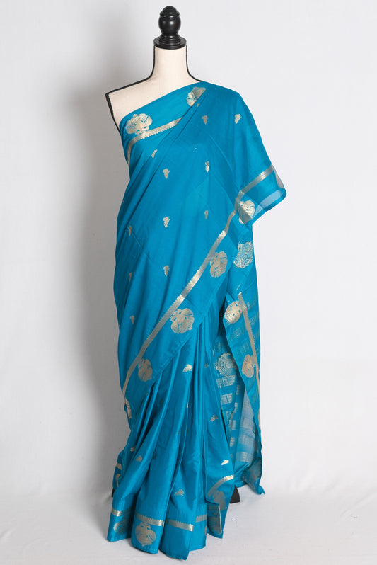 Neela: Blue and Gold Semi Silk Banarasi Saree image 0