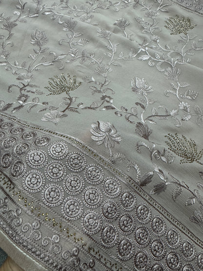 Ruma | Pastel Brown Georgette Partywear Saree | Trending Bollywood Design image 1