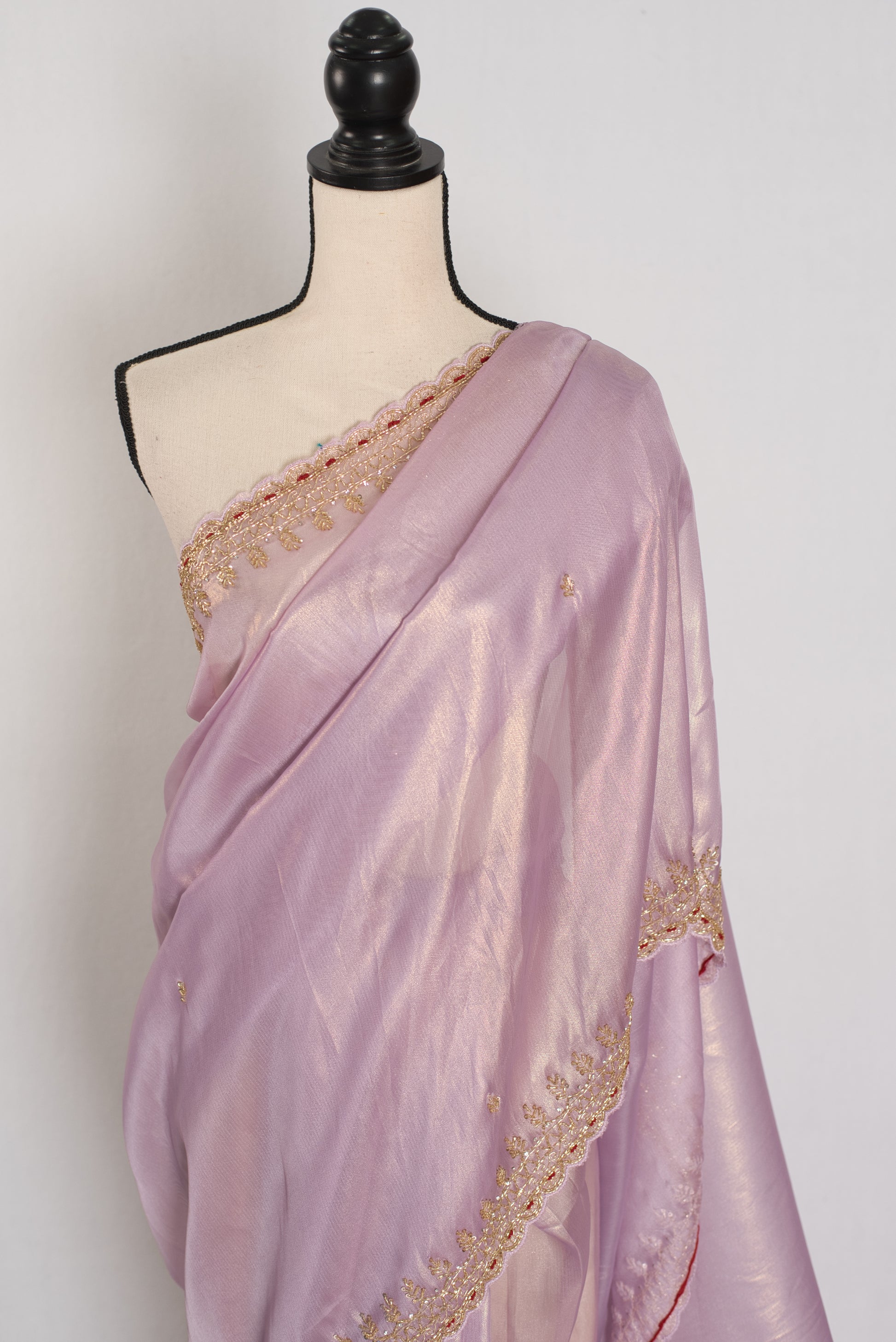 Mahi: Lavender Tissue Designer Saree | Bollywood Style Indian Partywear Saree image 6