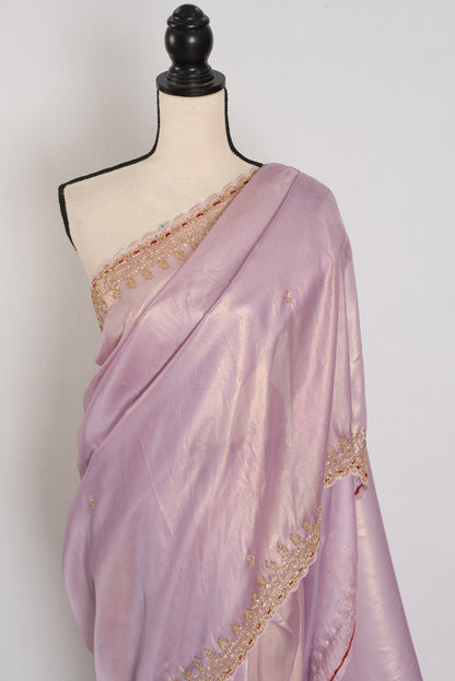 Mahi: Lavender Tissue Designer Saree | Bollywood Style Indian Partywear Saree image 6