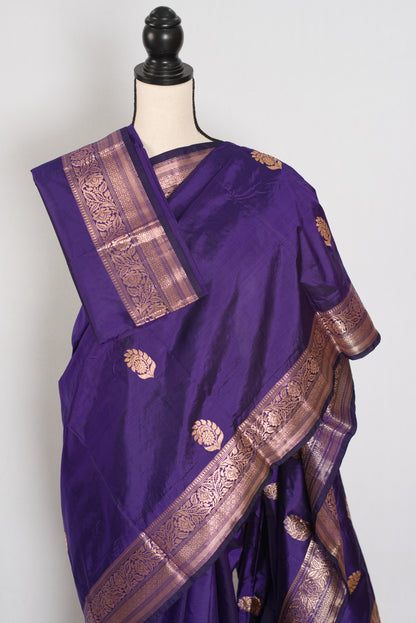 Leela | Royal Purple Katan Banarasi Silk Saree | Lightweight Handloom Luxury image 3