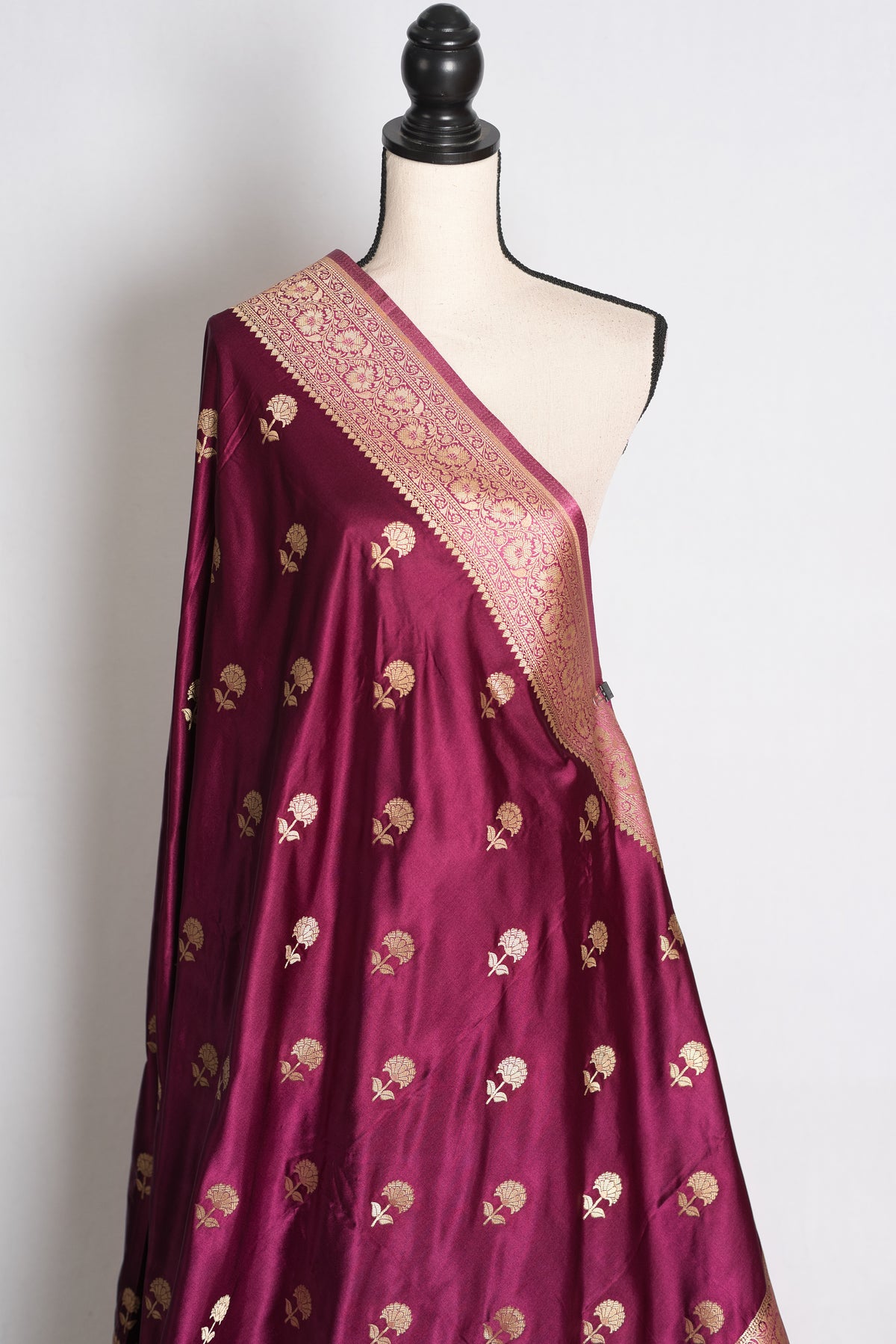 Ritaja : Deep Wine and Pink Semi Mashru Banarasi Silk Saree with 42 Size Blouse image 5