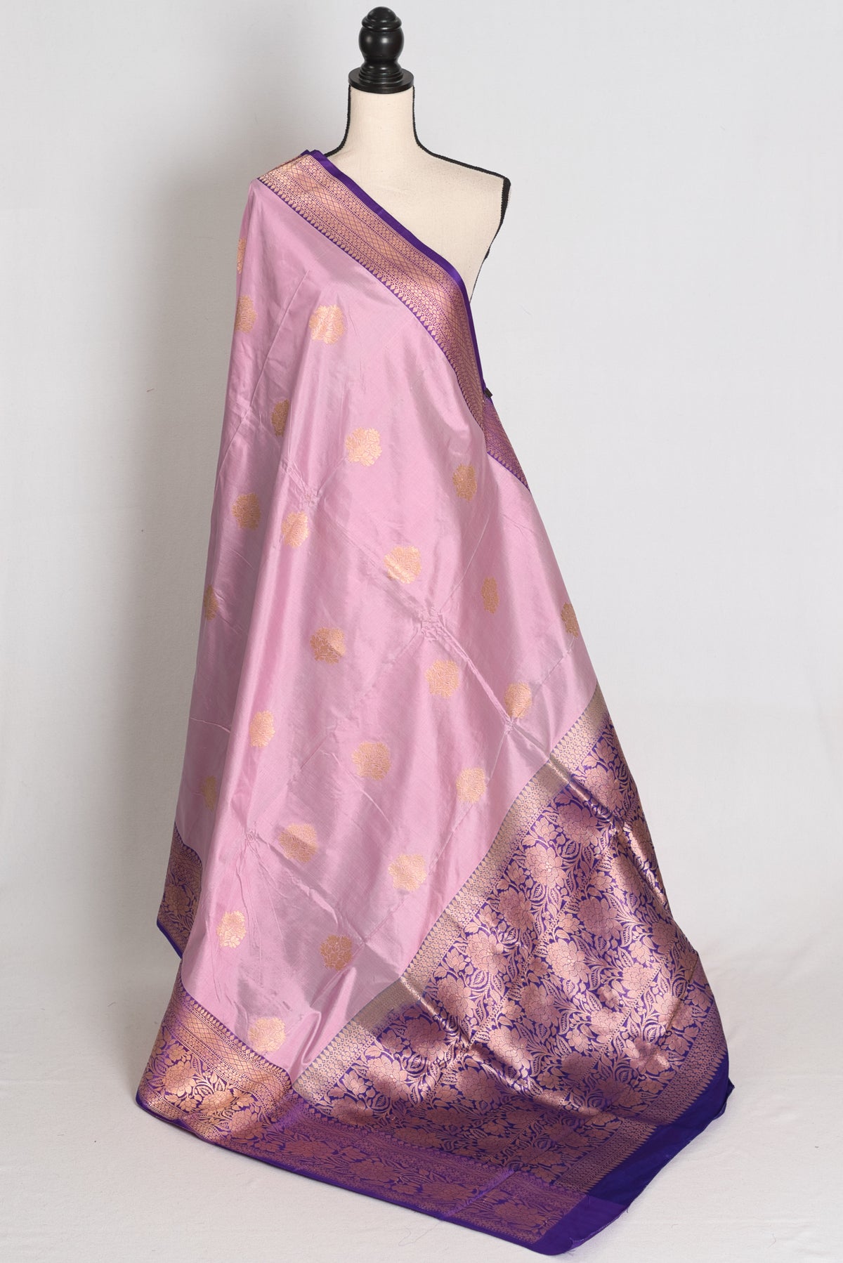 Shanti : Mauve Katan Banarasi Silk Saree with Gold Zari | Silk Mark Certified image 1