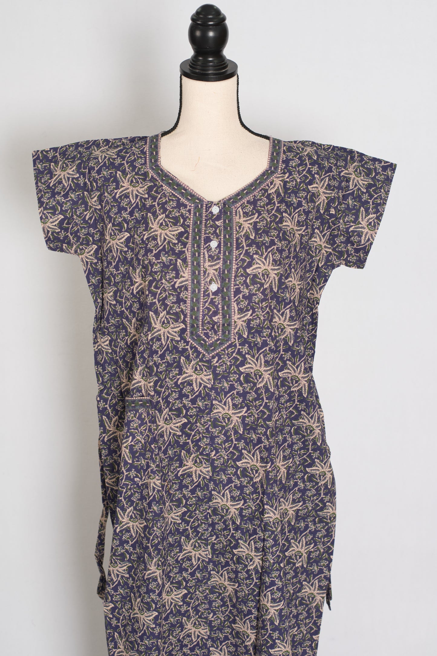 Purple Kalamkari Print Pure Cotton Long Indian Nightgown image 0