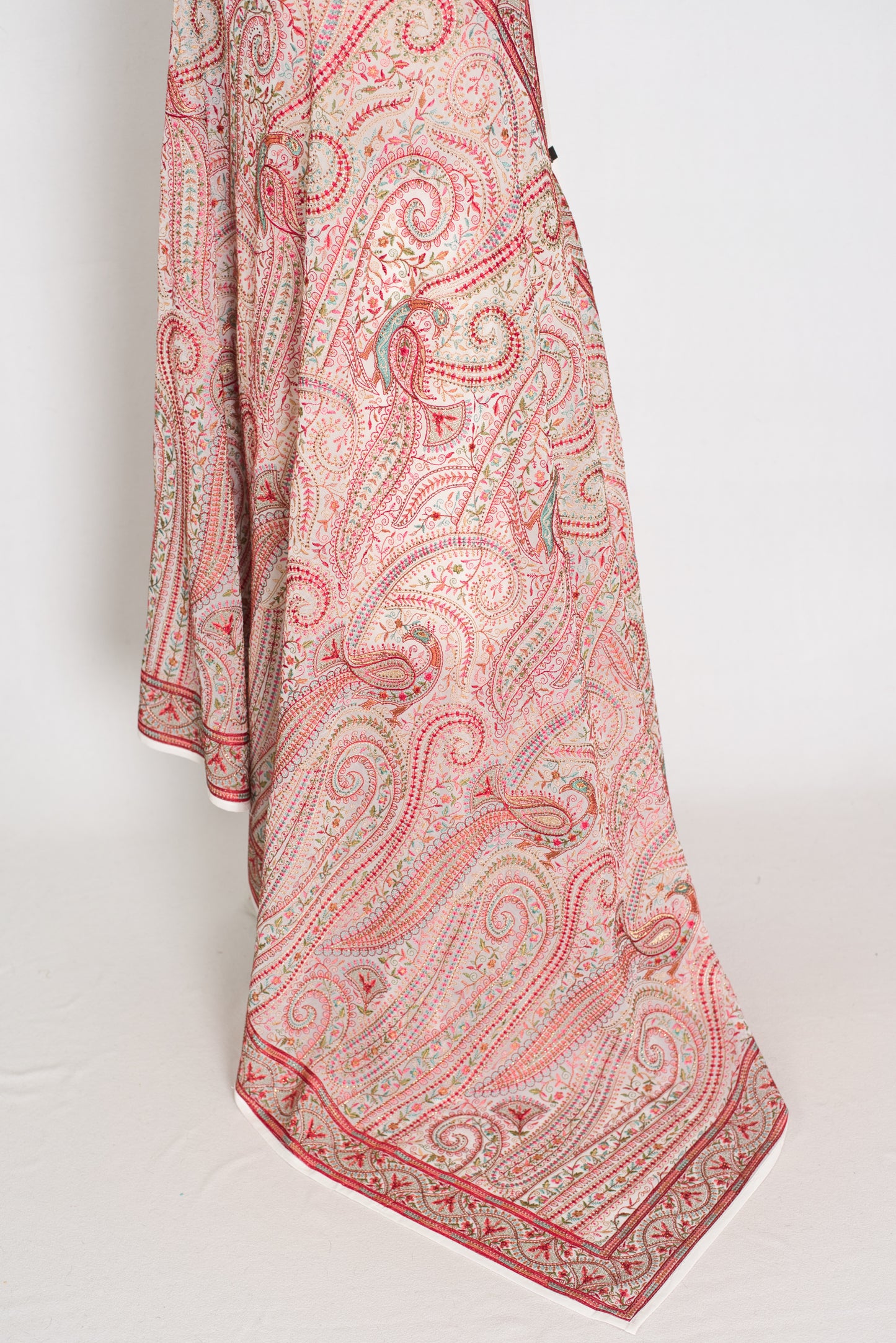 Koli | White and Red Georgette Saree | Lightweight Festive Partywear image 4