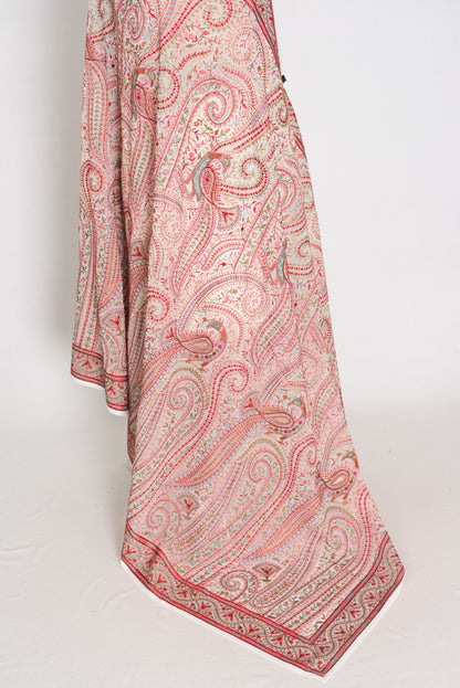 Koli | White and Red Georgette Saree | Lightweight Festive Partywear image 4