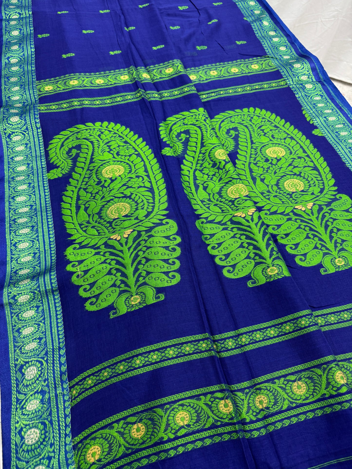 Gayetri : Blue and Green Cotton Baluchari Saree image 7
