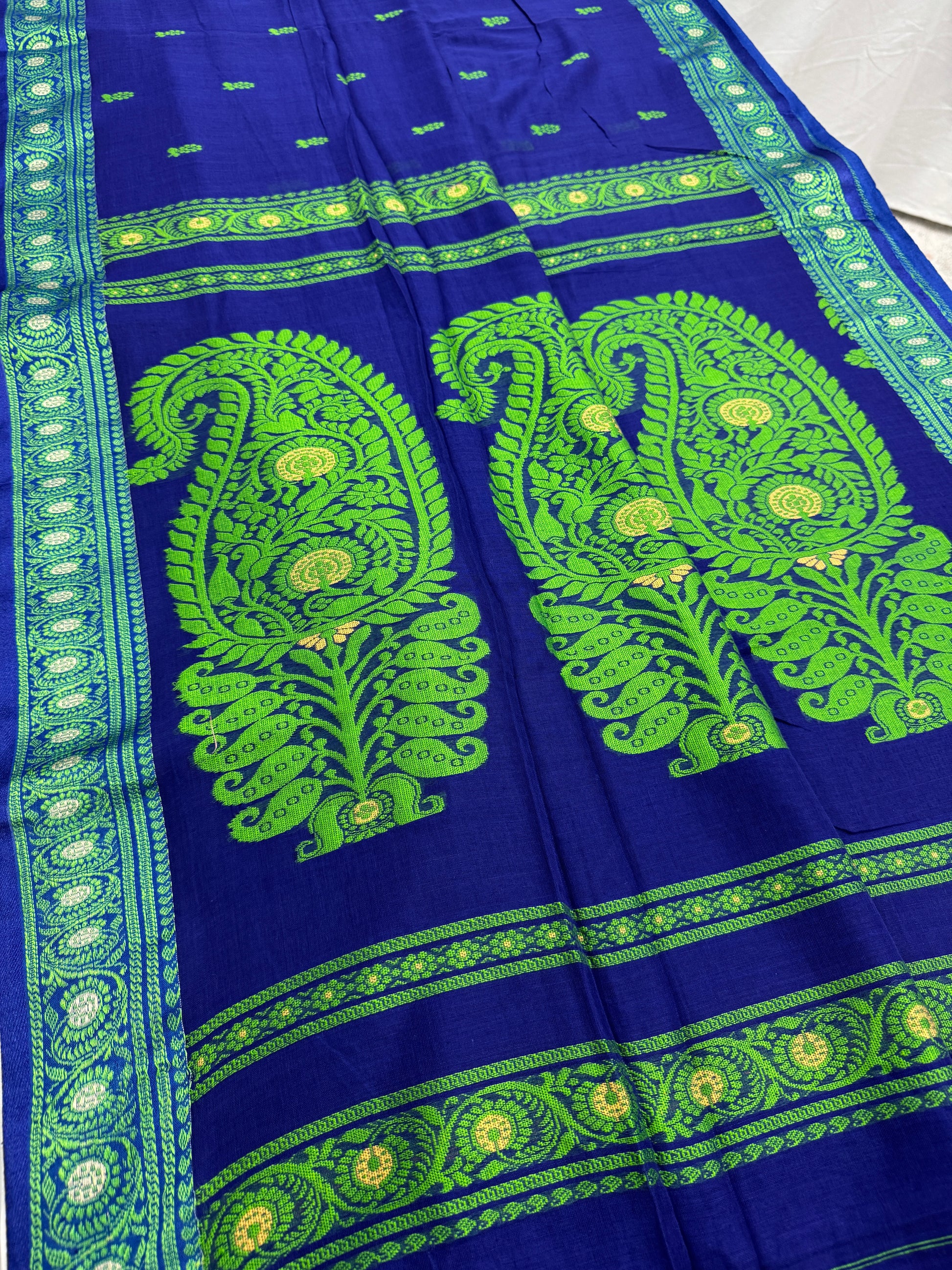 Gayetri : Blue and Green Cotton Baluchari Saree image 7