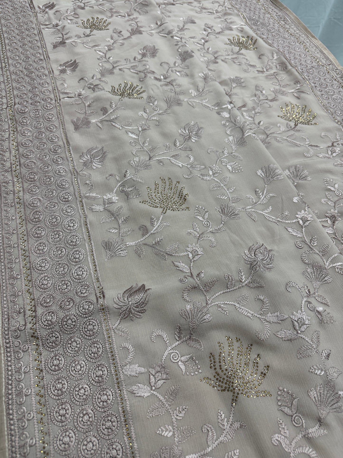 Ruma | Pastel Brown Georgette Partywear Saree | Trending Bollywood Design image 5