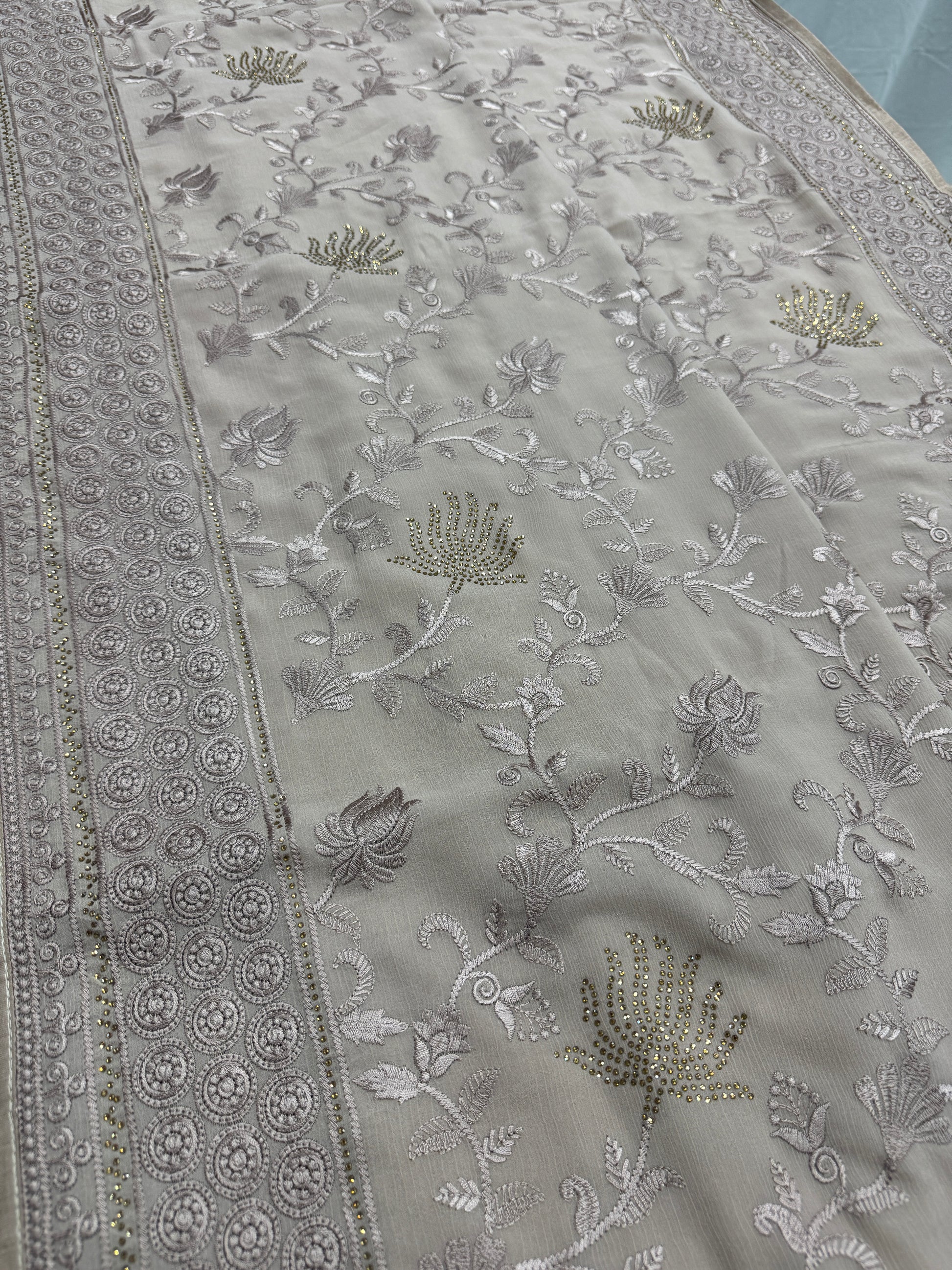 Ruma | Pastel Brown Georgette Partywear Saree | Trending Bollywood Design image 5