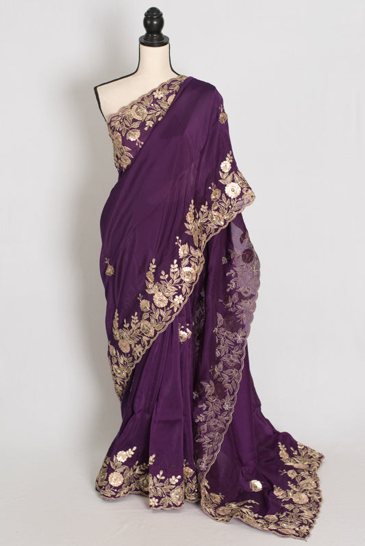 Madhuri: Silk Organza Saree with Gota Patti & Zardosi | Size 42 Blouse image 0