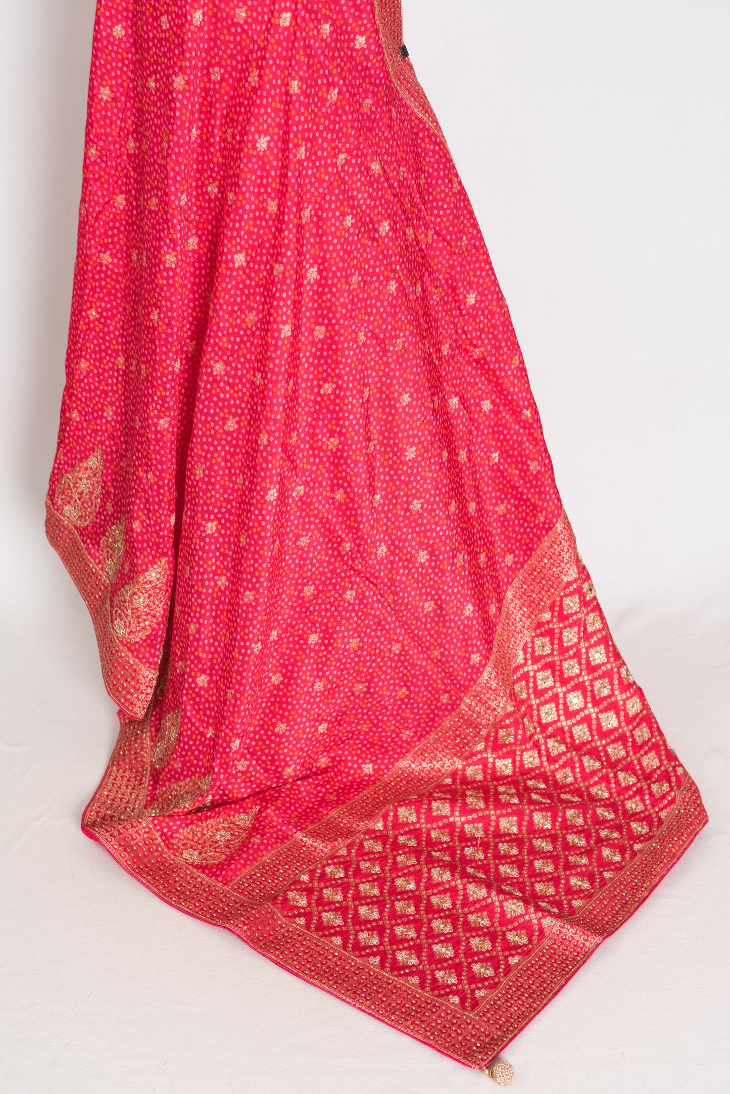 Mili | Hot Pink Dola Silk Embroidery Saree | Sequins & Zari Accents image 2