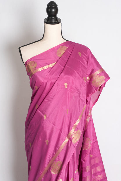 Priya: Purple and Gold Semi Silk Budget Friendly Banarasi Saree image 5