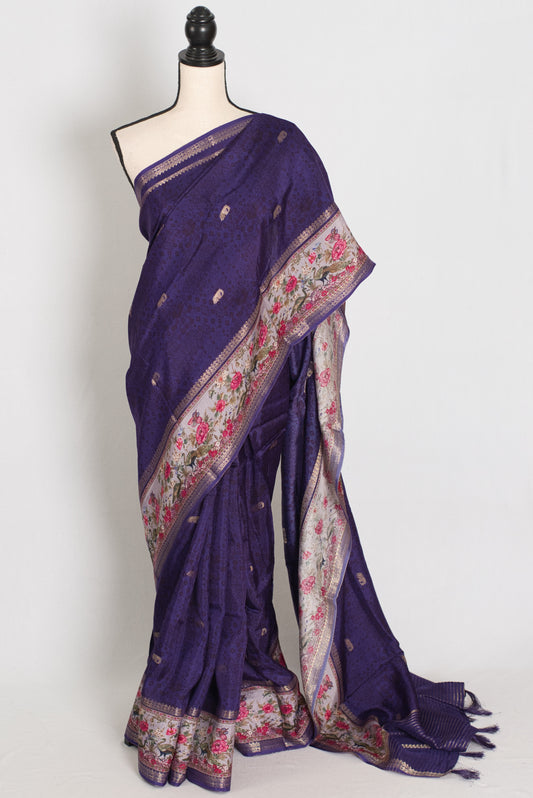 Fiza | Deep Purple Dola Silk Banarasi Saree | Lightweight Luxury image 0