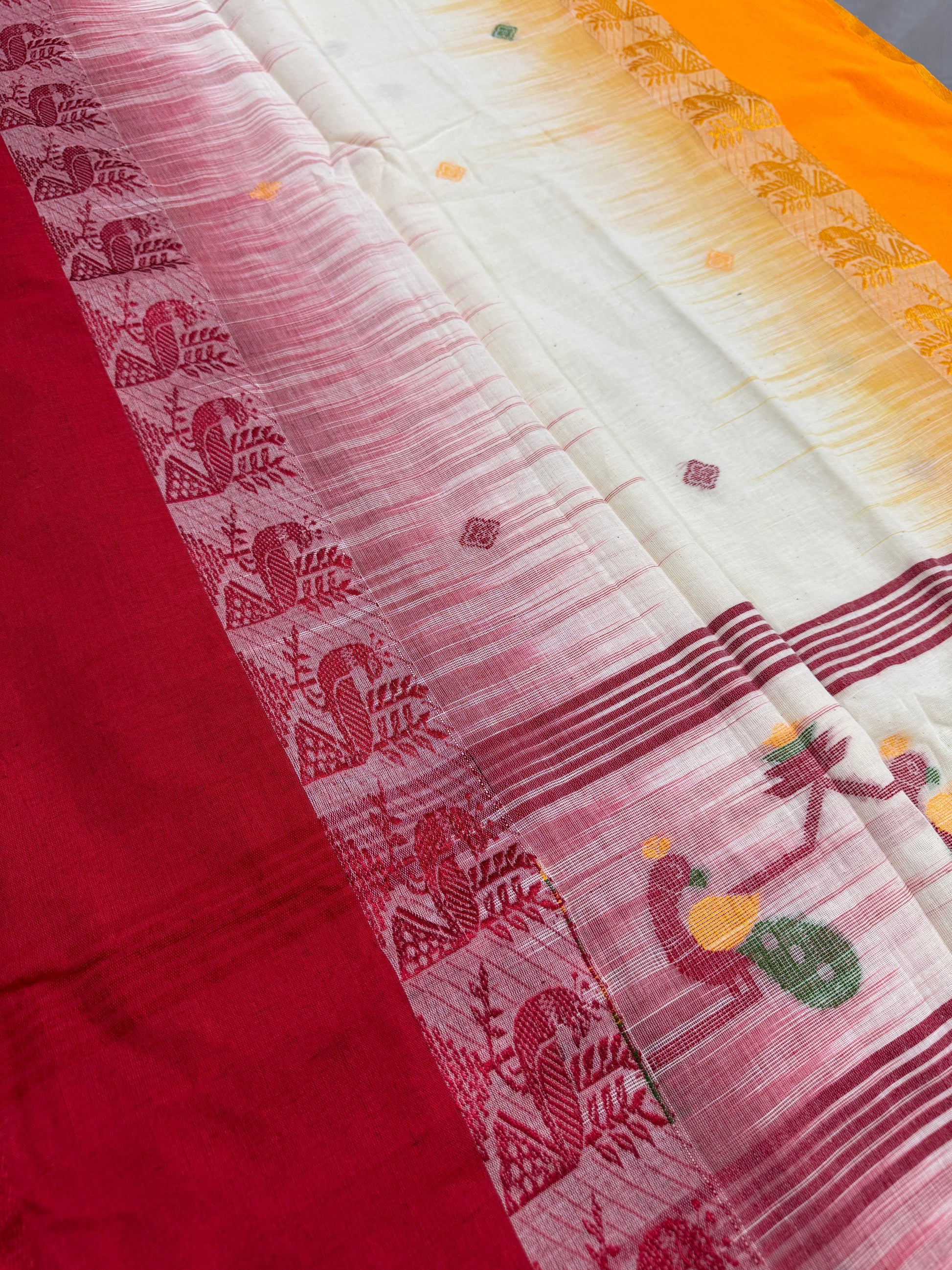 Bidisha : Off White Soft Cotton Bengali Handloom Saree image 6