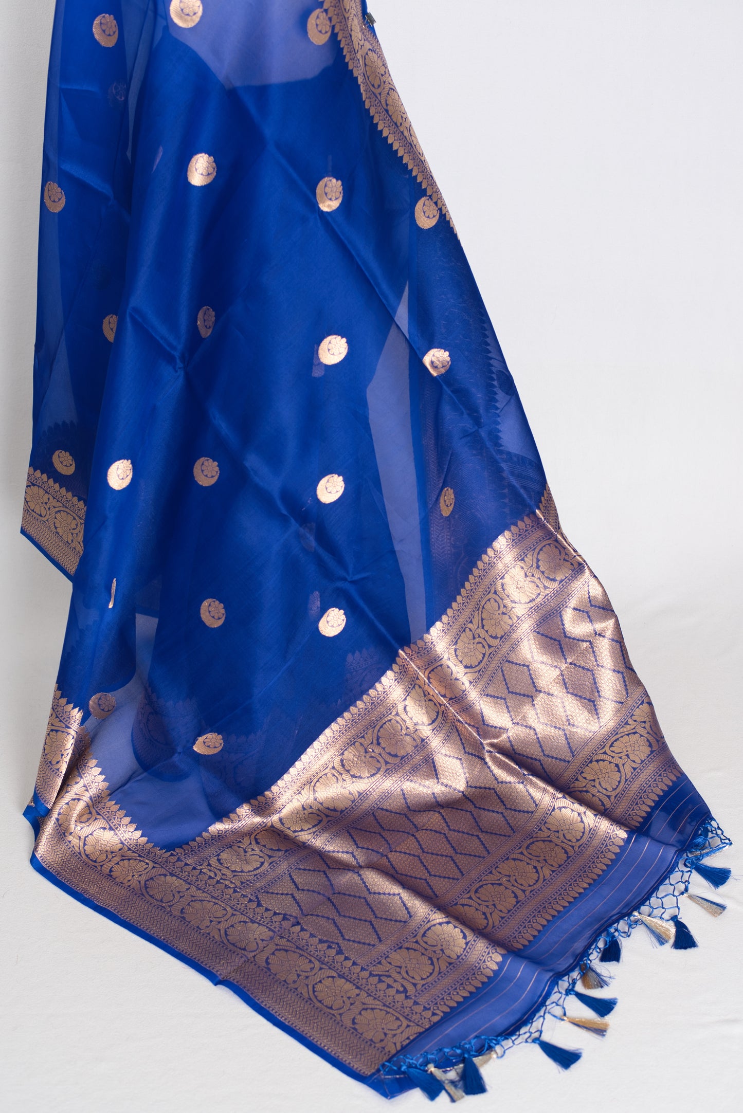 Kalpana : Royal Blue and Gold Chand Sitara Kora Organza Banarasi Saree image 4