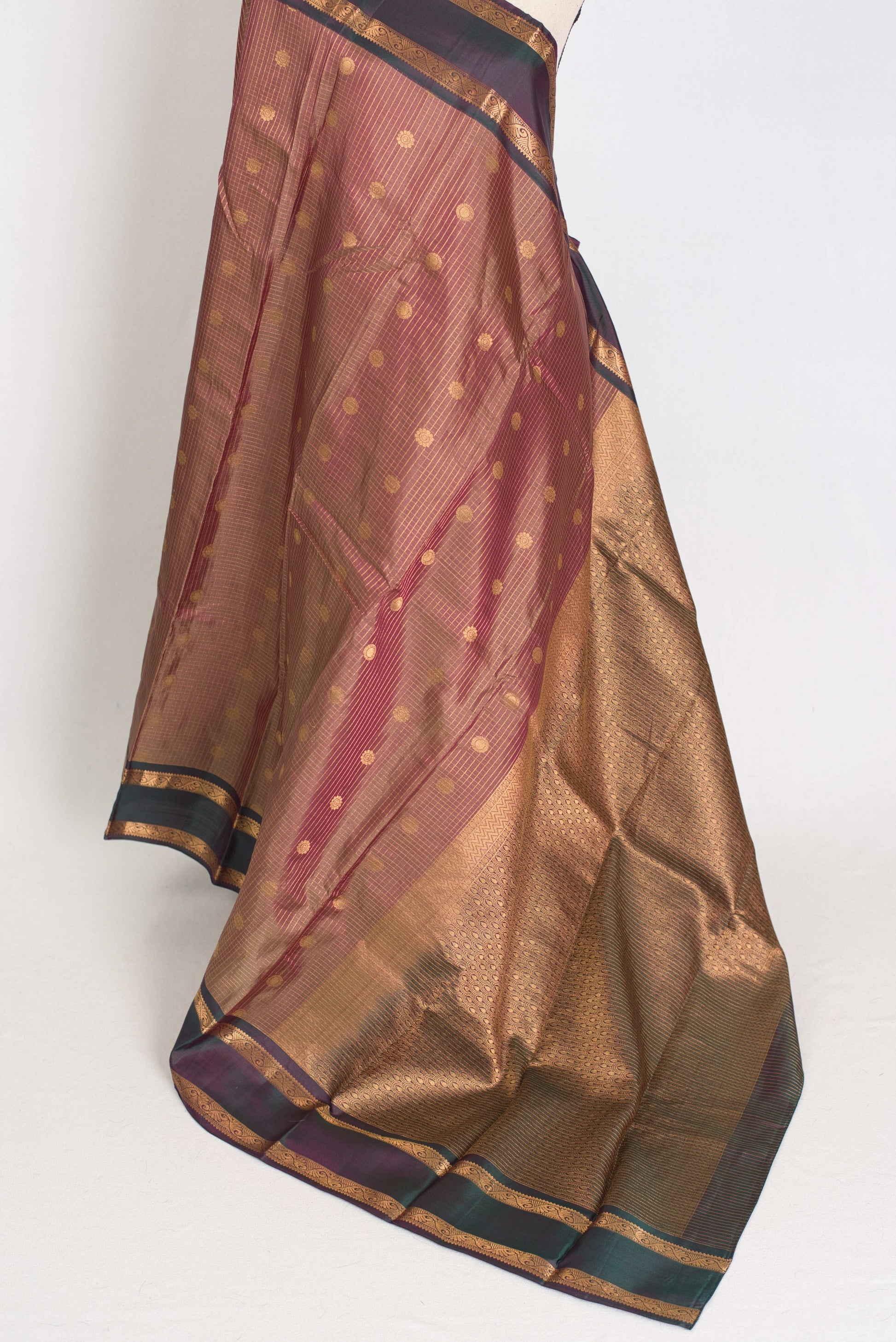 Thailaja : Kattam Pattu English Brown Kanjivaram Silk Saree image 3