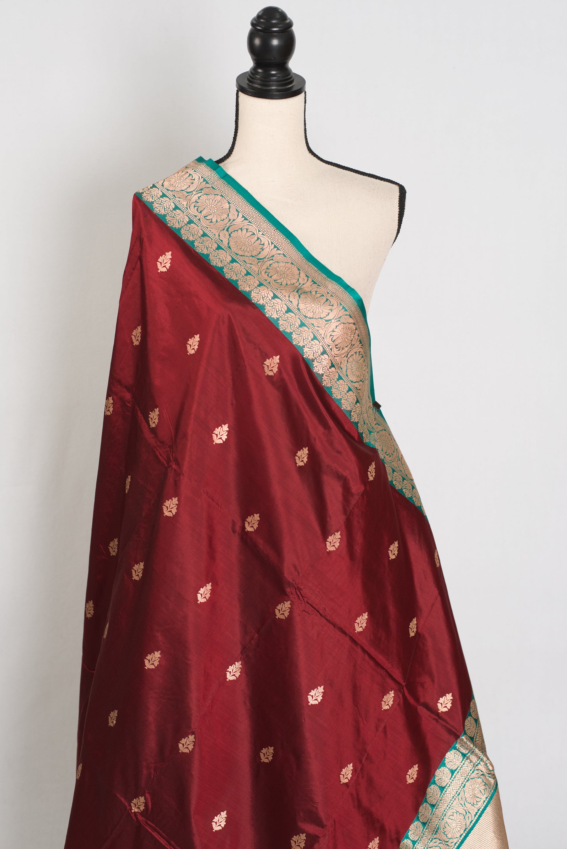 Kalpana | Brown Pure Katan Silk Banarasi Saree with 40 Size Stitched Blouse image 5