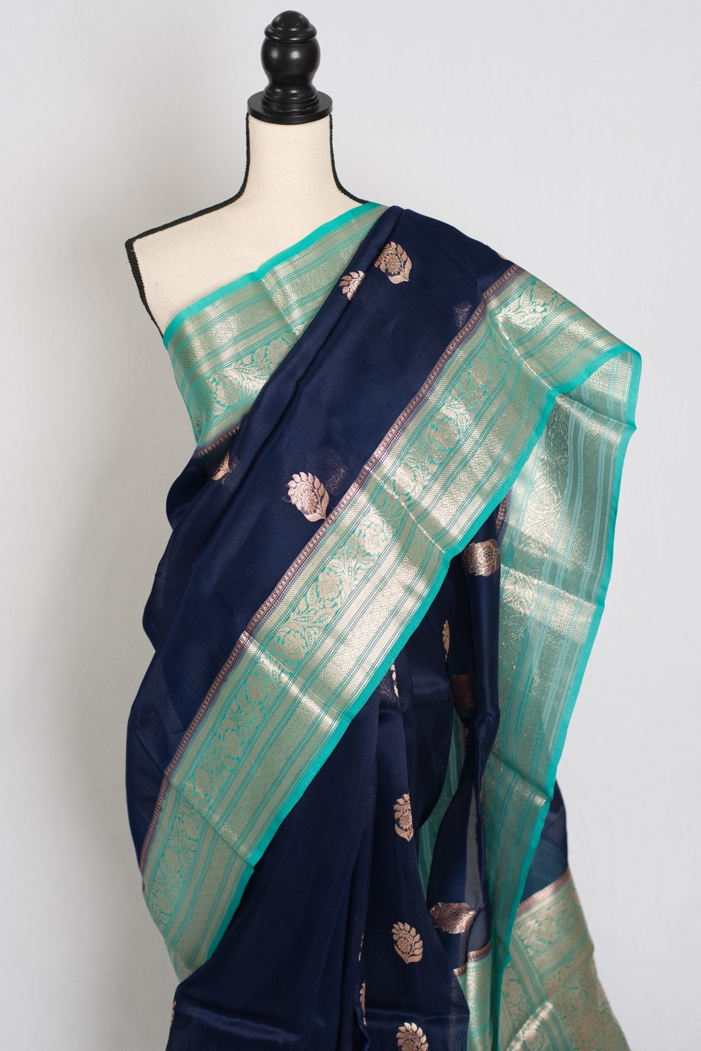 Damini : Silk Mark Certified Organza Banarasi Saree with 36 Size Stitched Blouse - Saree Mandi
