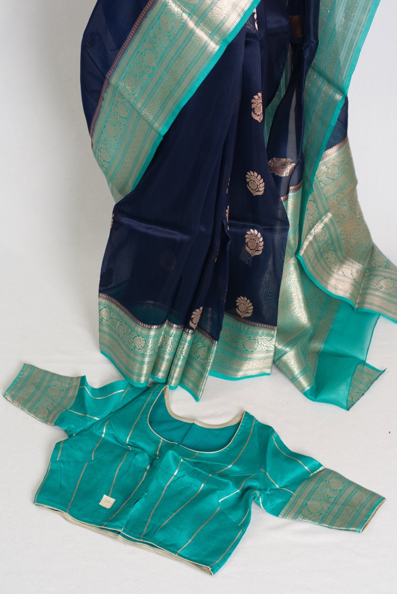 Damini : Silk Mark Certified Organza Banarasi Saree with 36 Size Stitched Blouse - Saree Mandi