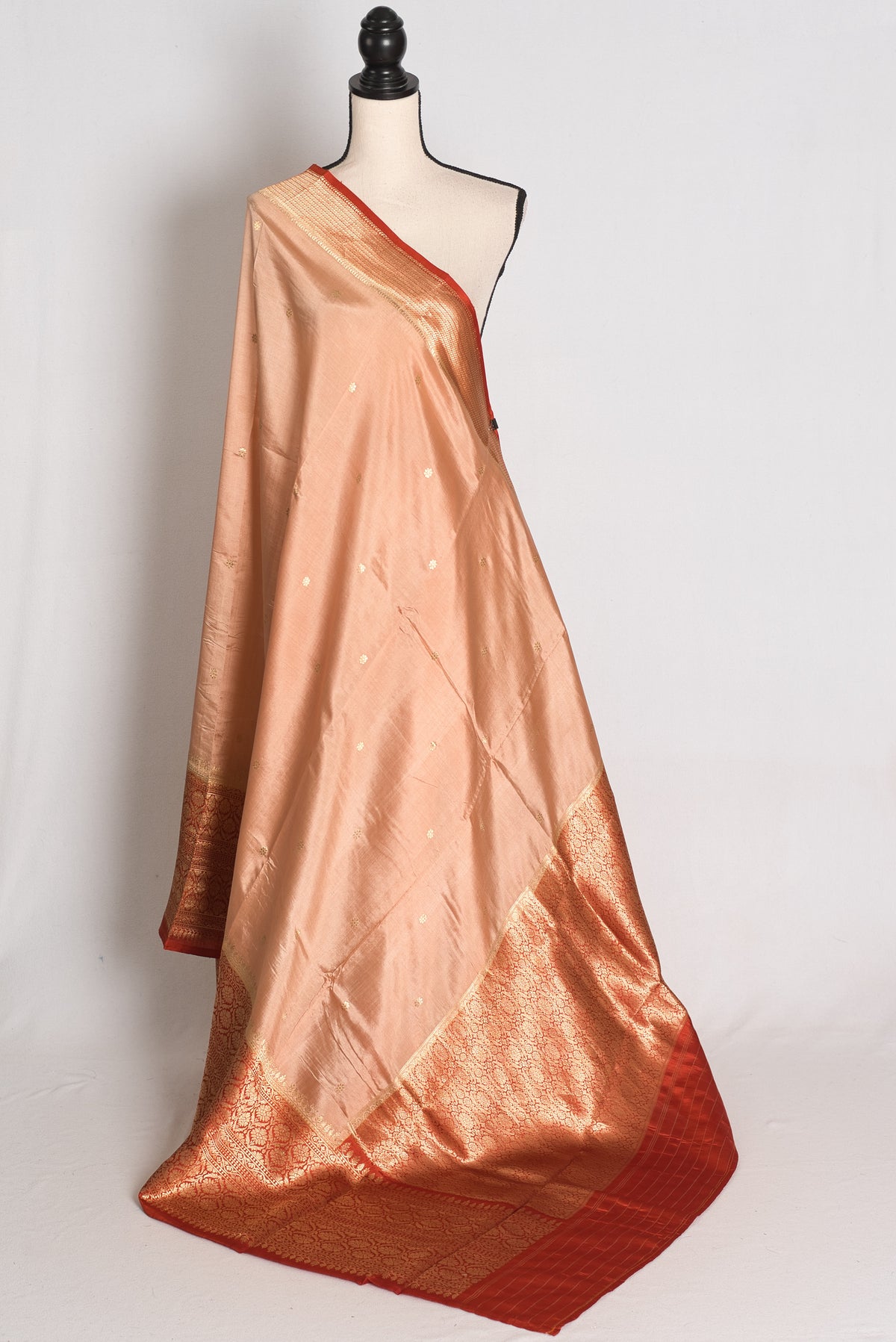 Naima: Sandalwood Brown and Rust Wide Border Mango Silk Banarasi Saree image 1