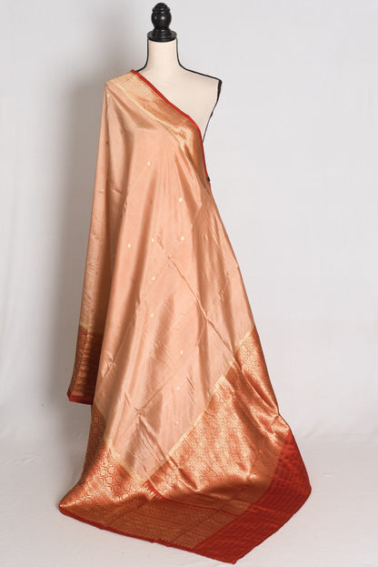 Naima: Sandalwood Brown and Rust Wide Border Mango Silk Banarasi Saree image 1
