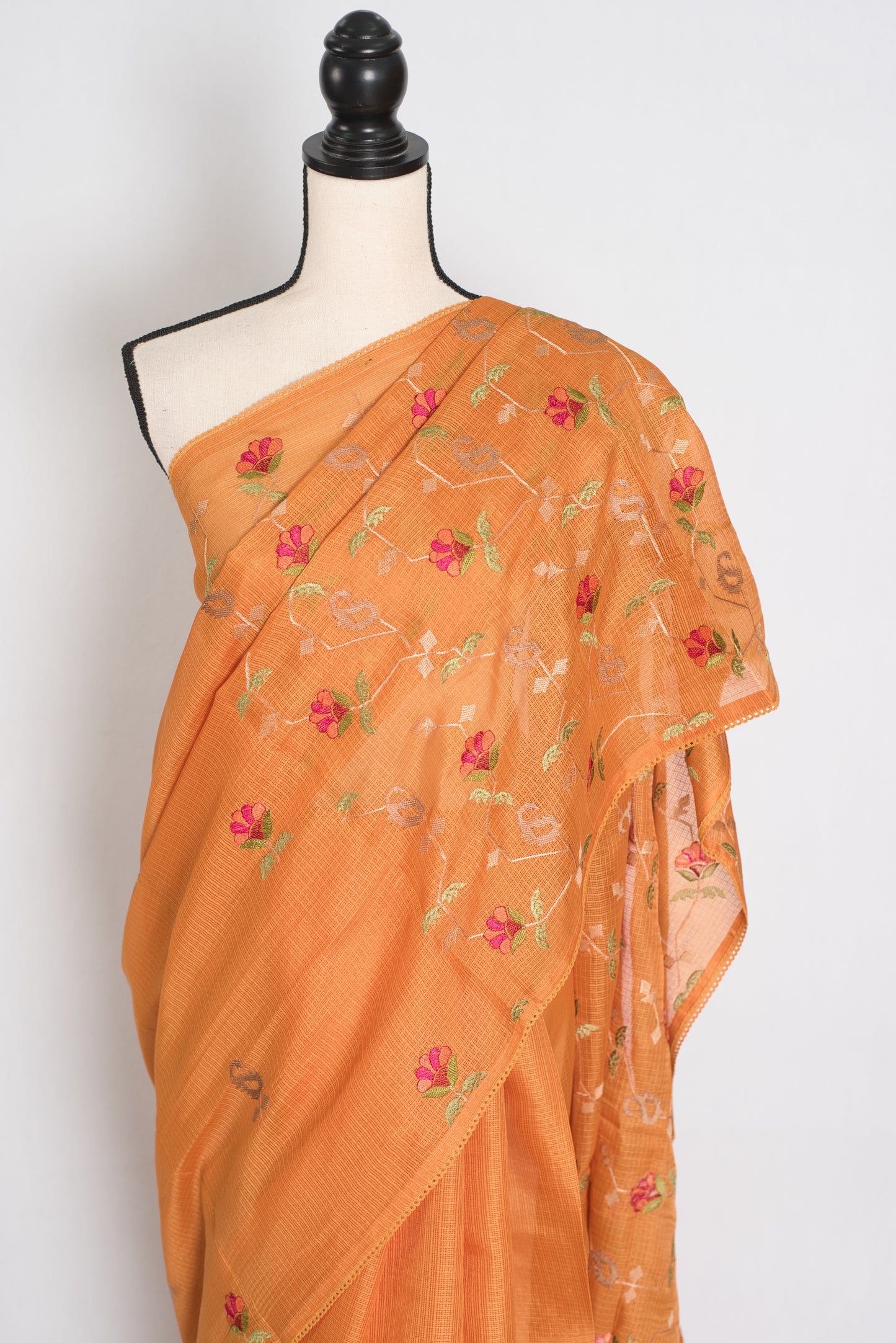 Bella | Sun-Kissed Yellow Kota Silk Saree | Soft, Flowy Floral Embroidery image 6
