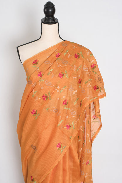 Bella | Sun-Kissed Yellow Kota Silk Saree | Soft, Flowy Floral Embroidery image 6