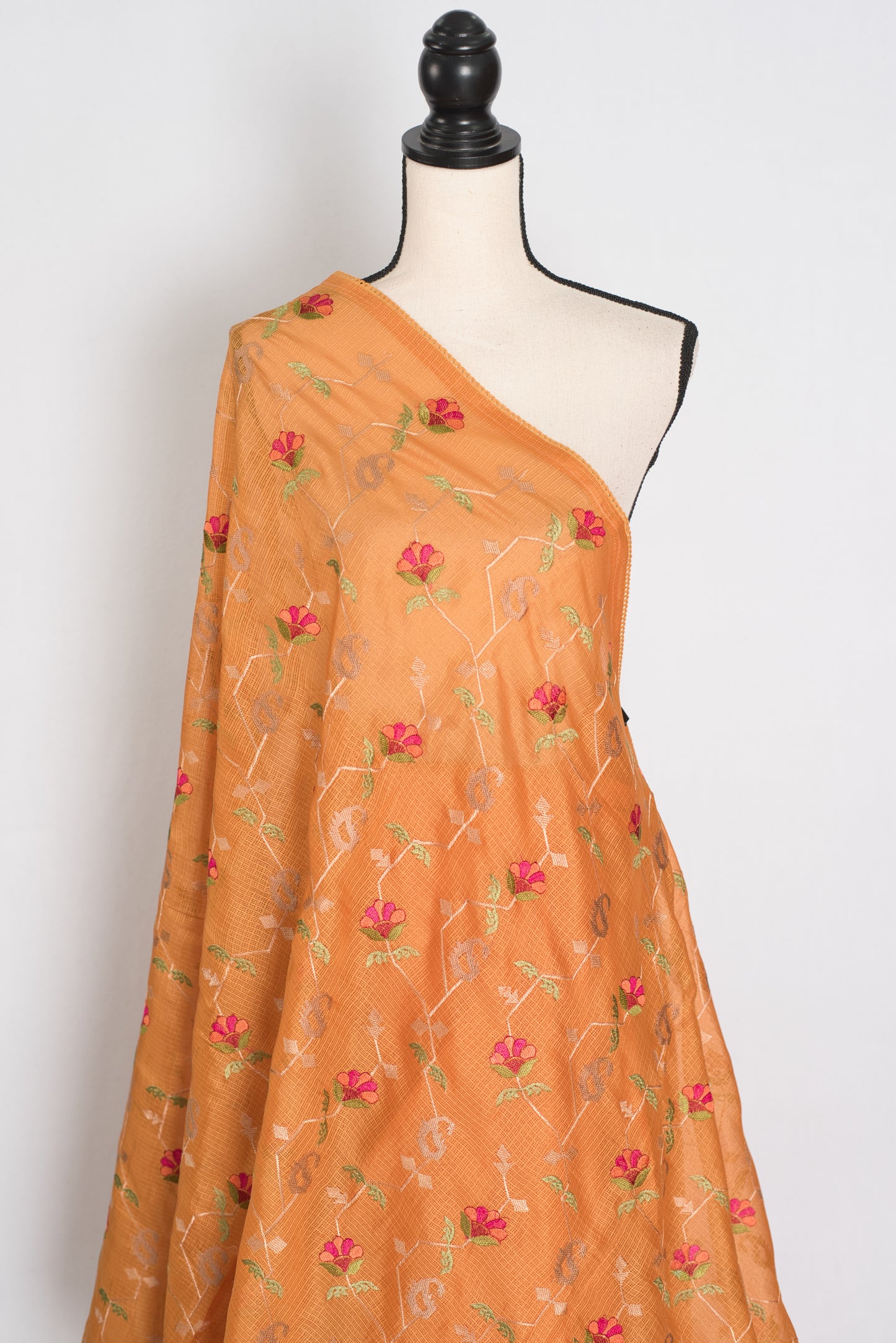 Bella | Sun-Kissed Yellow Kota Silk Saree | Soft, Flowy Floral Embroidery image 4