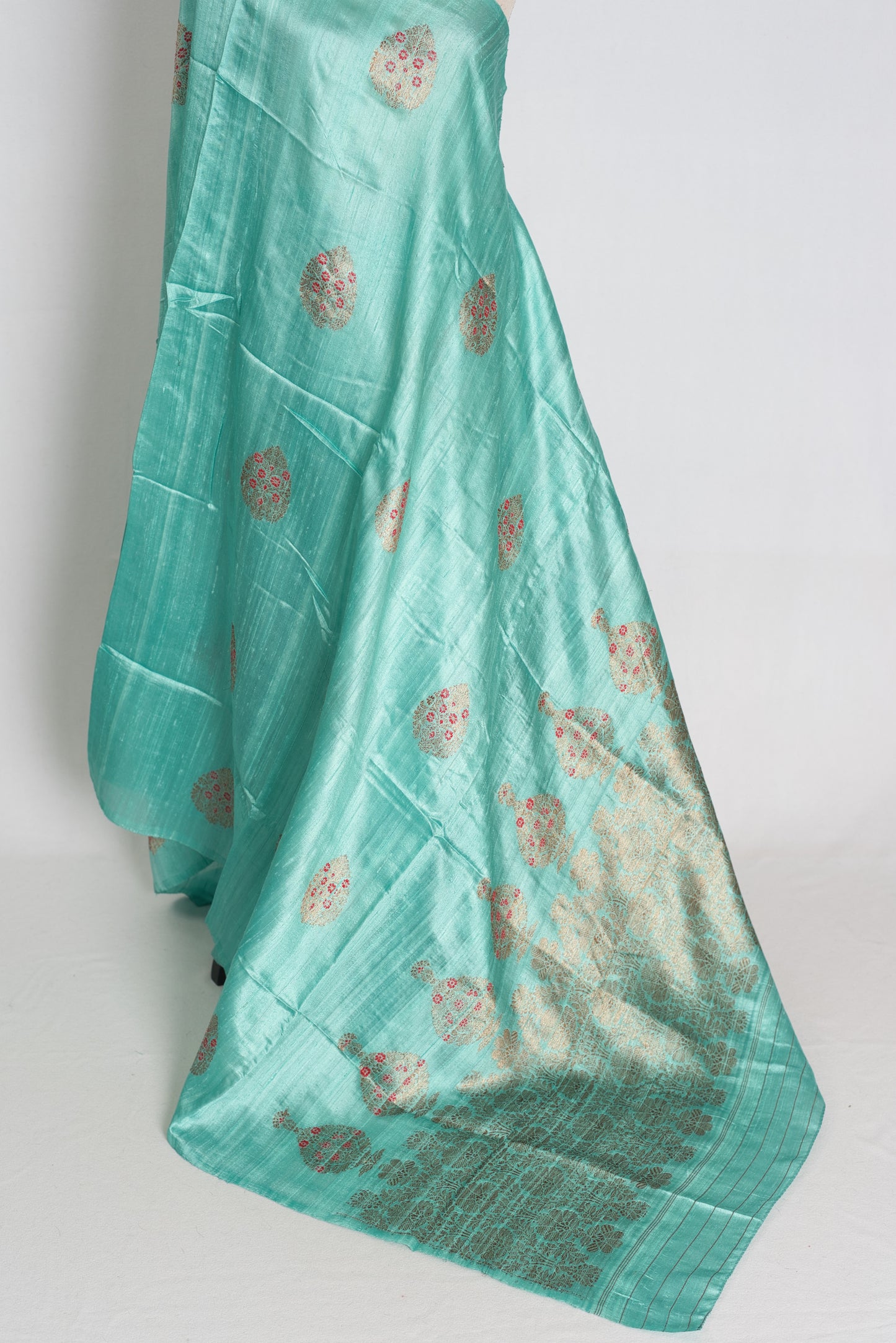 Disha : Mint Green Raw Silk Banarasi Saree | Silk Mark Certified image 3