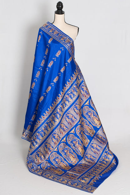Nila | Royal Blue and Gold Handwoven Swarnachari Pure Silk Saree image 1