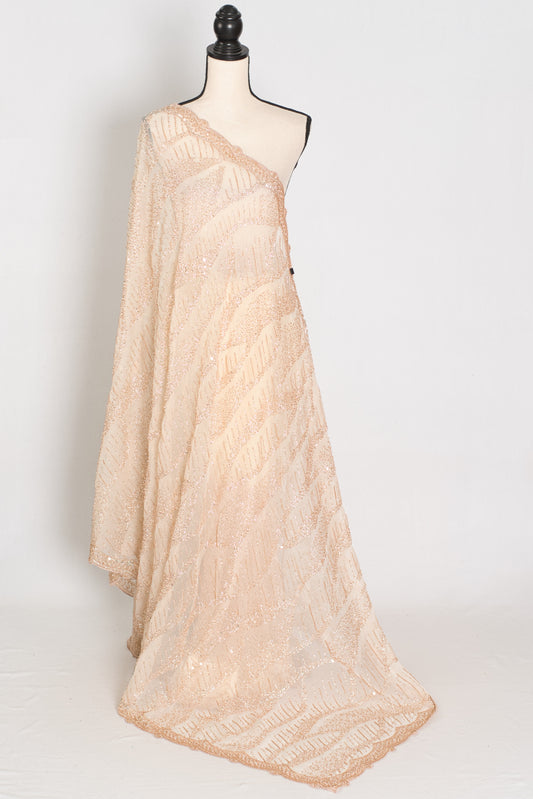 Sia | Cream and Gold Soft Organza Saree | Summer Wedding & Cocktail Partywear image 2
