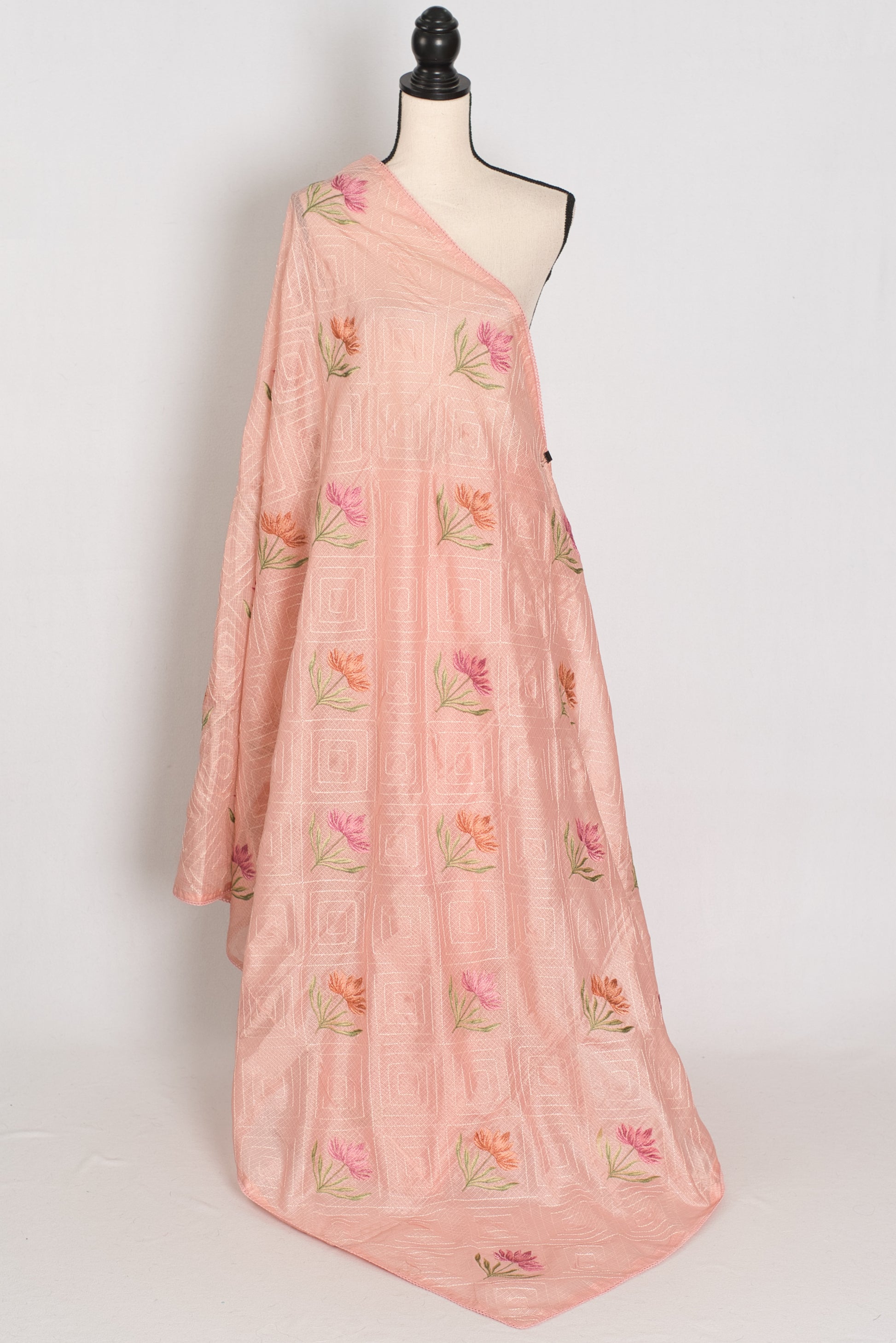 Mala | Peach Kota Silk Saree | Ultra-Lightweight, Breathable & Budget-Friendly image 1