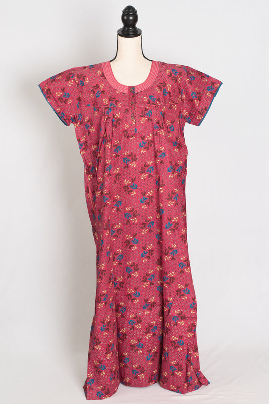 Pink Color Women Indian Cotton Nighty in Regular Size image 0