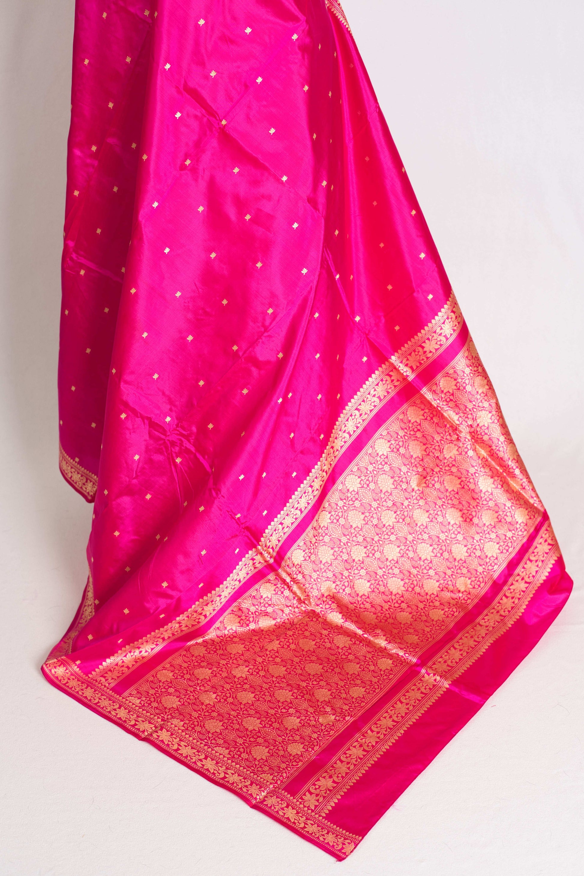 Giri : Certified Silk Banarasi Saree with Resham Work in Hot Pink image 3
