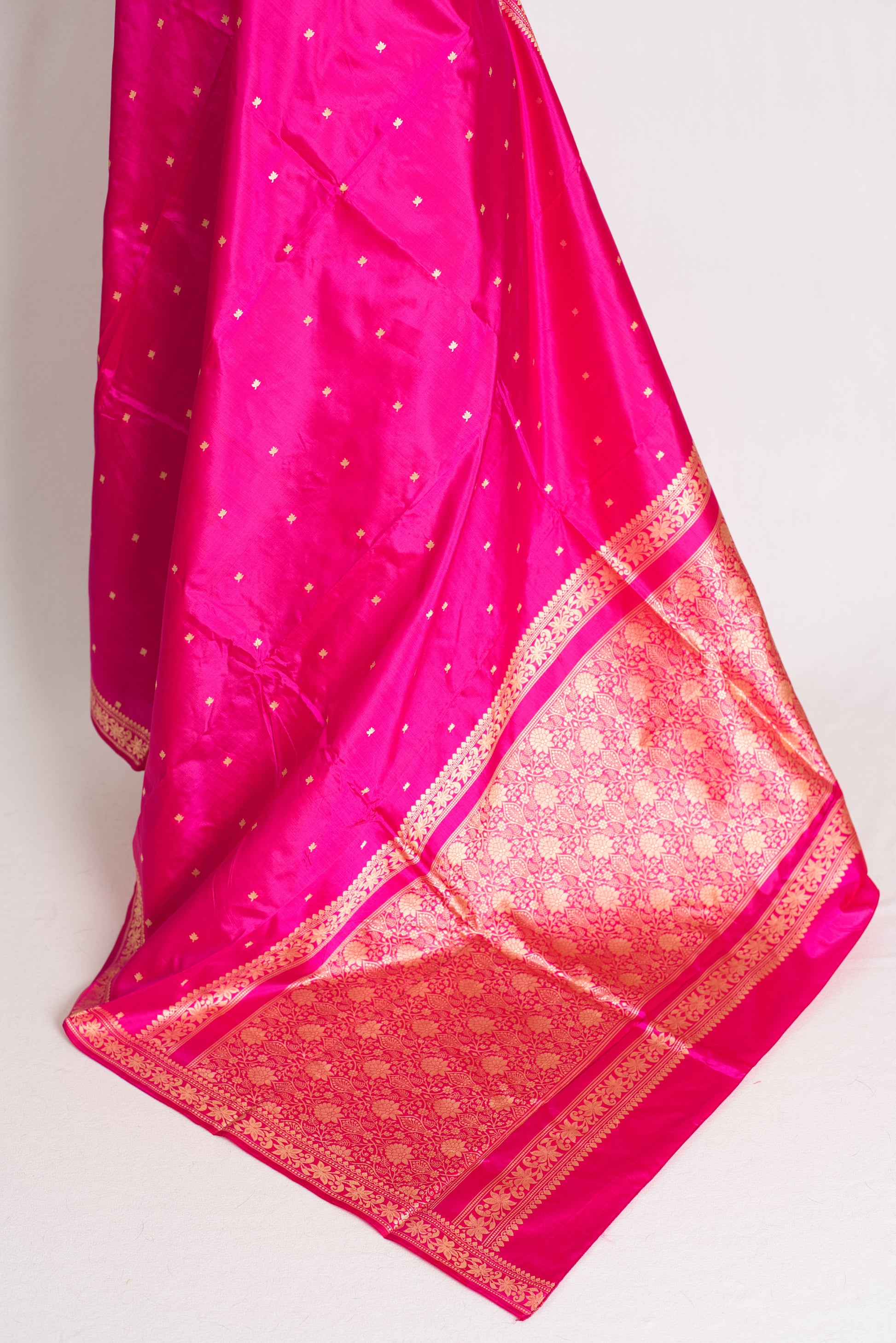 Giri : Certified Silk Banarasi Saree with Resham Work in Hot Pink image 3