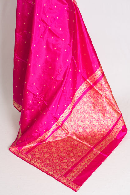 Giri : Certified Silk Banarasi Saree with Resham Work in Hot Pink image 3