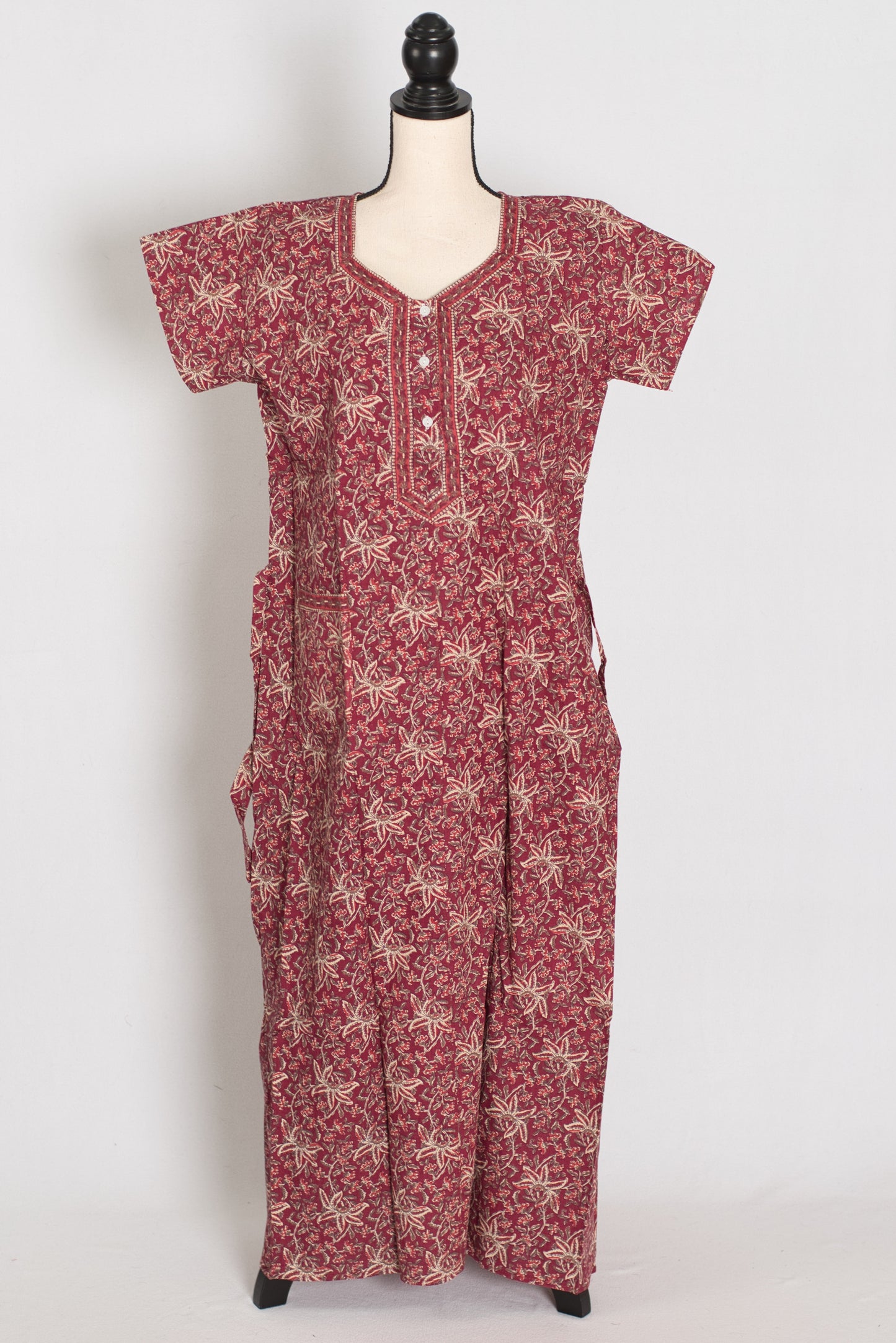 Pure Cotton Traditional Floral Block Print Nightgown image 1