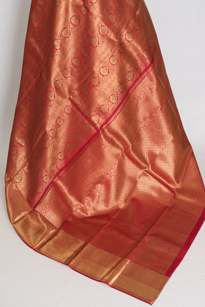 Brinda : Dark Red & Gold Bridal Kanjivaram Brocade Saree | Silk Mark Certified image 3