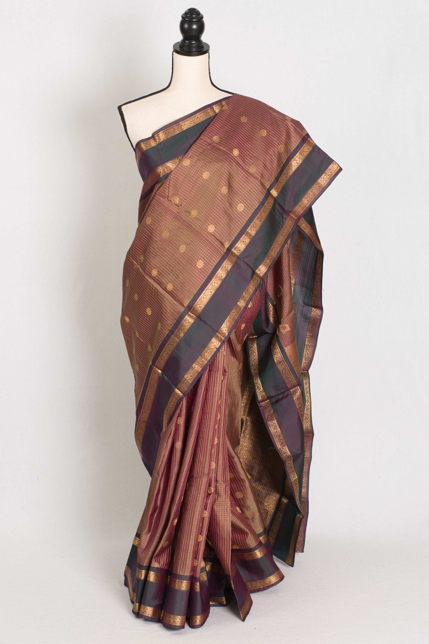 Thailaja : Kattam Pattu English Brown Kanjivaram Silk Saree image 0