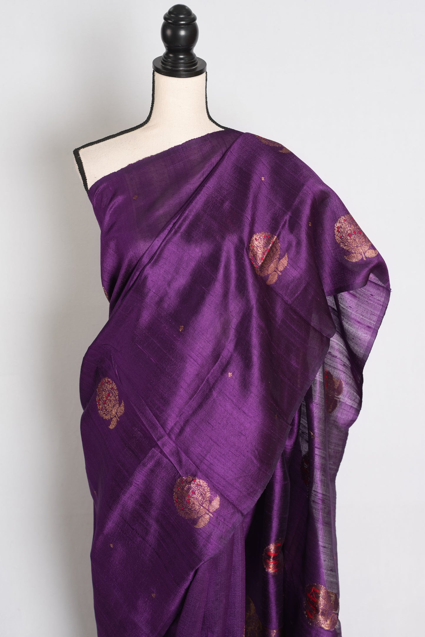 Trina : Purple Minakari Handwoven Pure Raw Silk Banarasi Saree | Silk Mark image 5