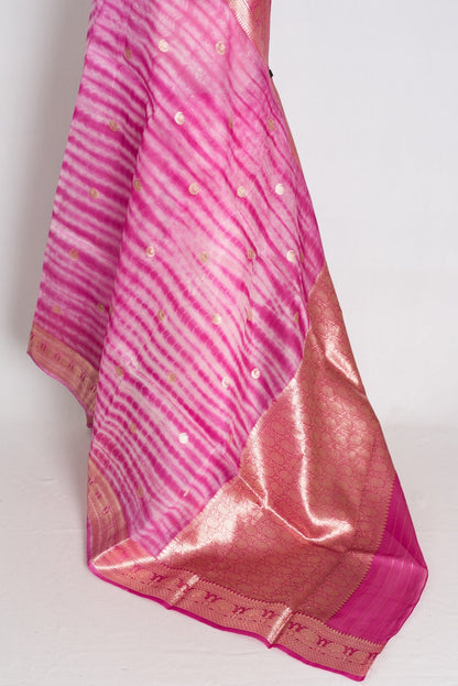 Pink Banarasi saree — detail view