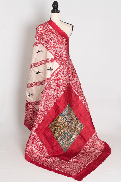 White Silk saree — front view