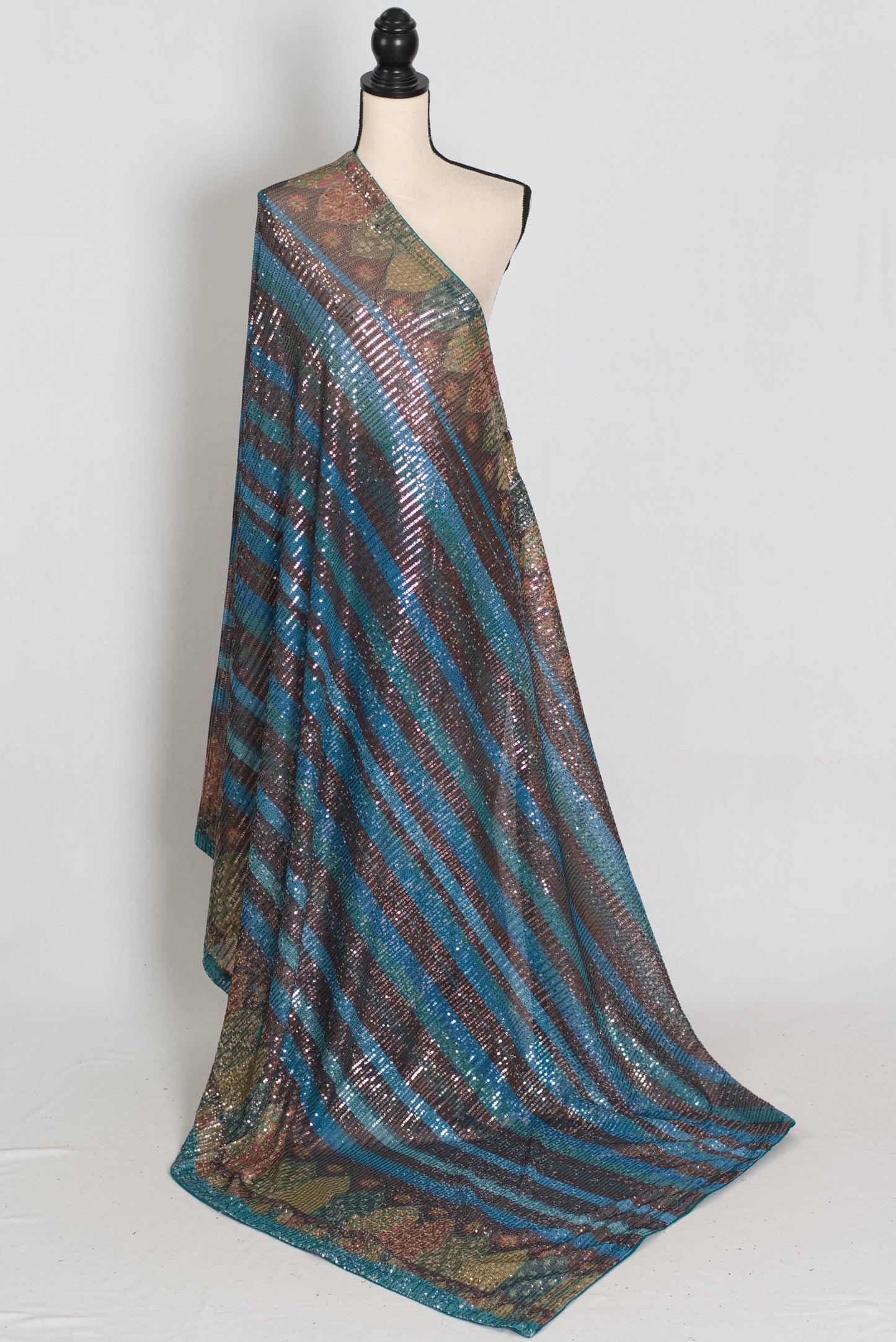 Eva | Metallic Blue & Multi-Tone Sequin Saree | Perfect Cocktail Wear image 1