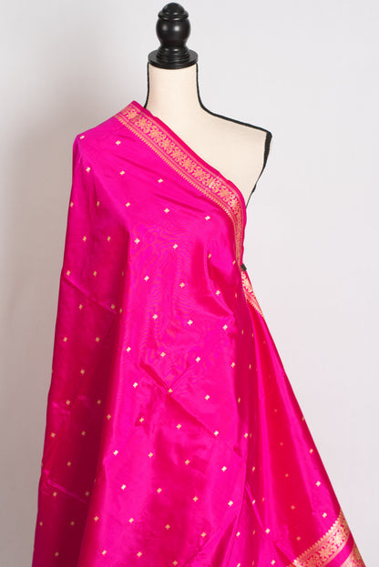 Giri : Certified Silk Banarasi Saree with Resham Work in Hot Pink image 4