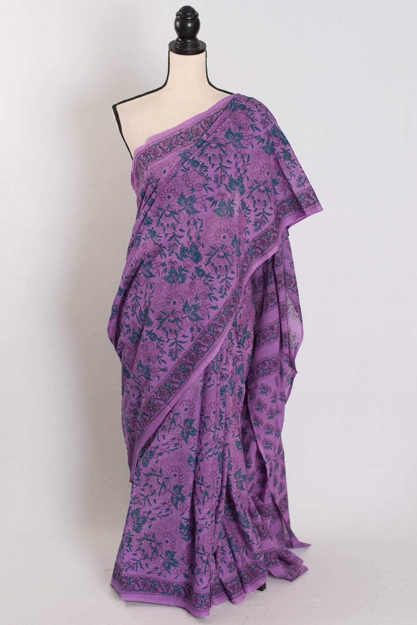 Archana: Mauve Kalamkari Printed Mulmul Cotton Saree | Elegant Ethnic Wear image 0